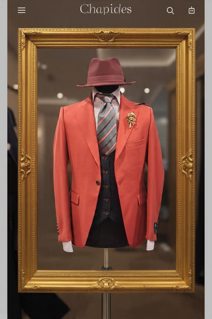 Costume homme 3 pièces rouge et noir : Alto