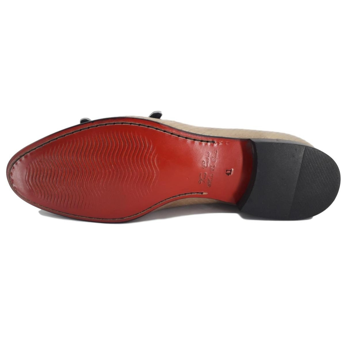 Mocassin à double boucle cuir façon croco beige - Venezia
