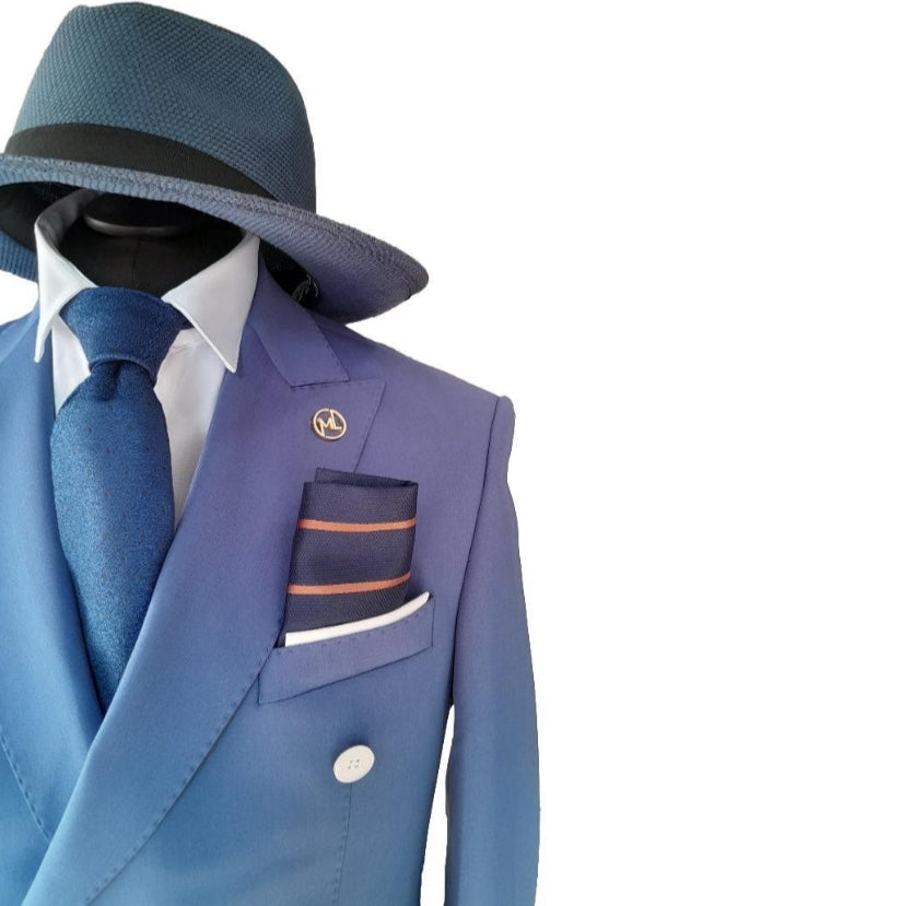 Costume blazer croisé bleu et blanc : Malta