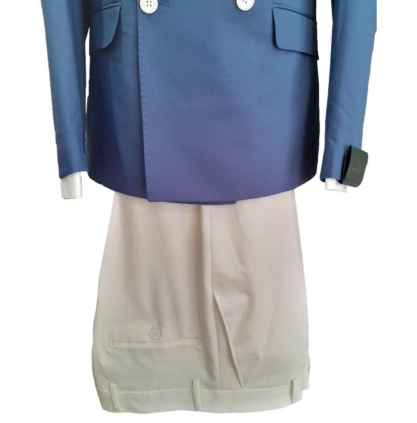 Costume blazer croisé bleu et blanc : Malta