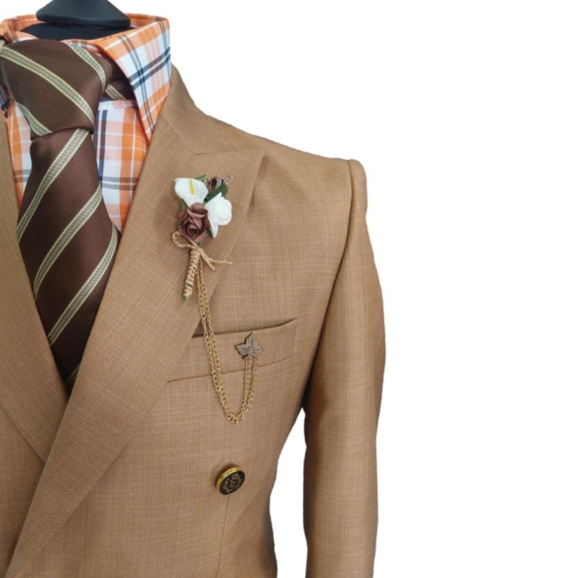 Costume blazer croisé marron clair : Blaise