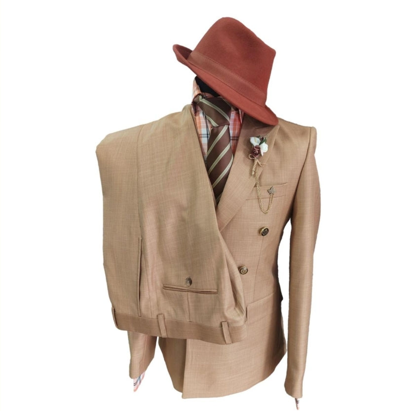 Costume blazer croisé marron clair : Blaise