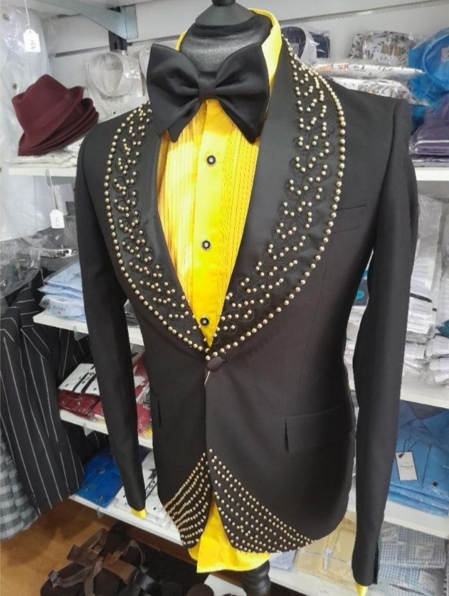Costume de cérémonie homme 2 pièces noir et or - Prince