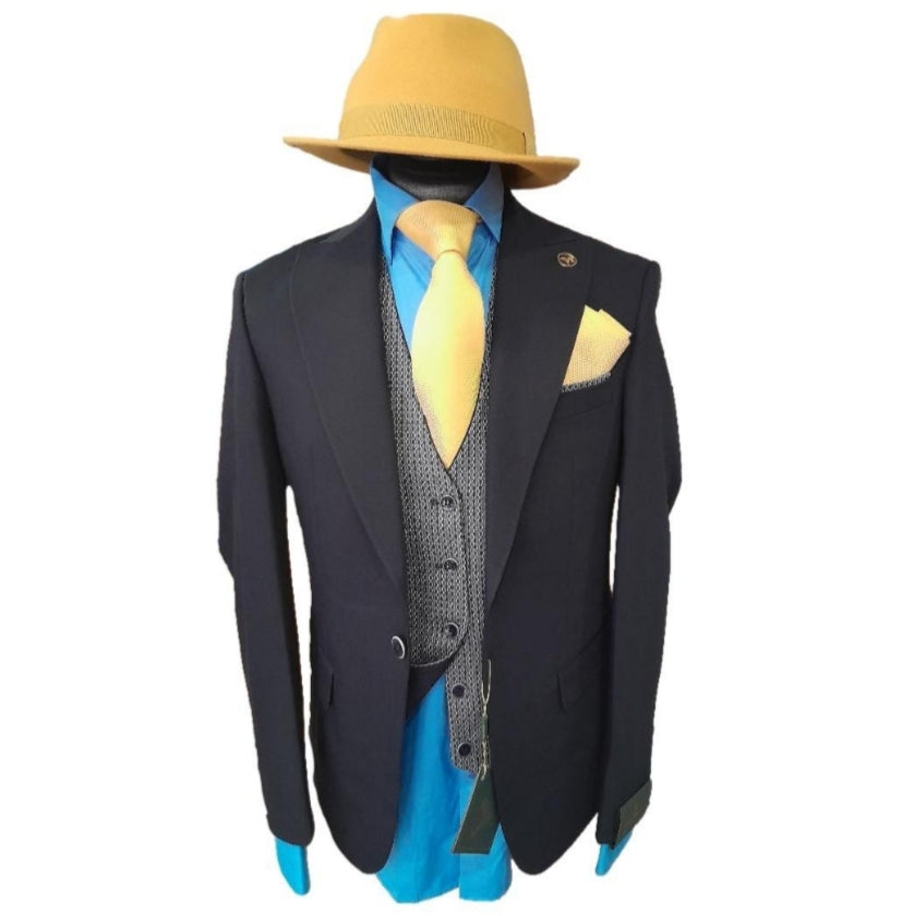 Costume homme 3 pièces bleu de nuit : Giany