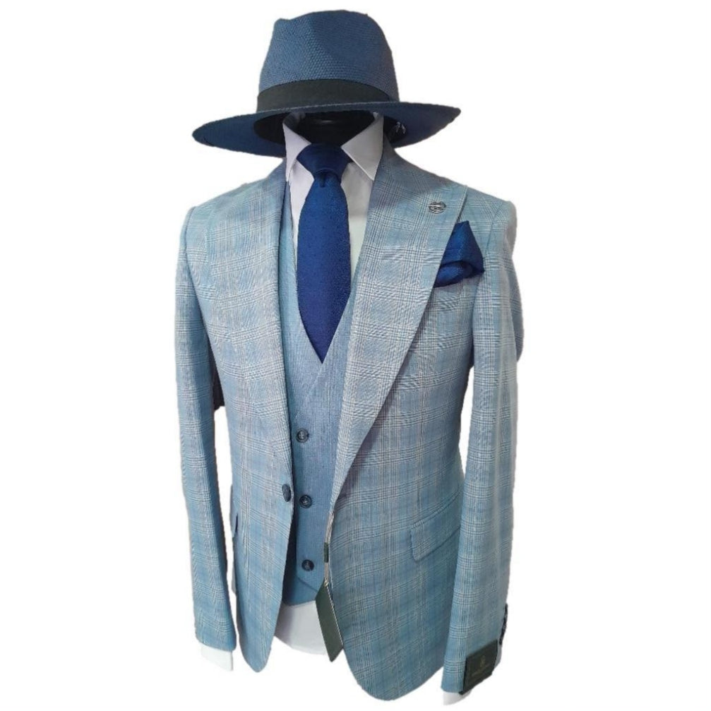 Costume homme à carreaux bleu - Salvatore
