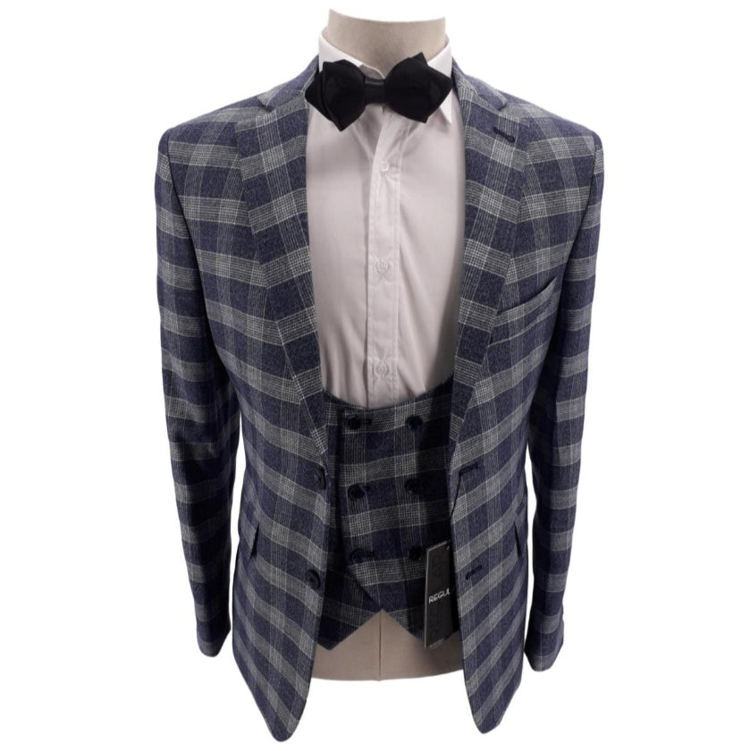 Costume homme à carreaux bleu : Luciano
