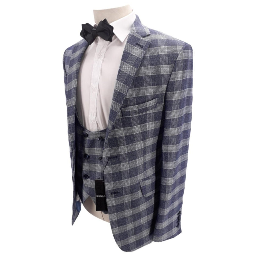 Costume homme à carreaux bleu : Luciano