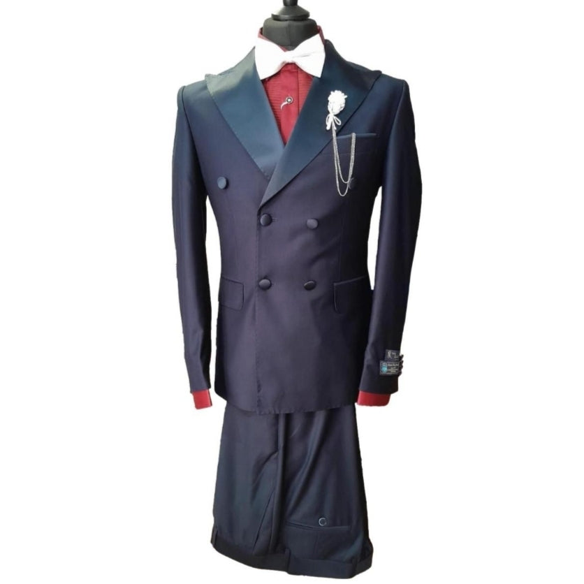 Costume de cérémonie croisé bleu de nuit : Armando