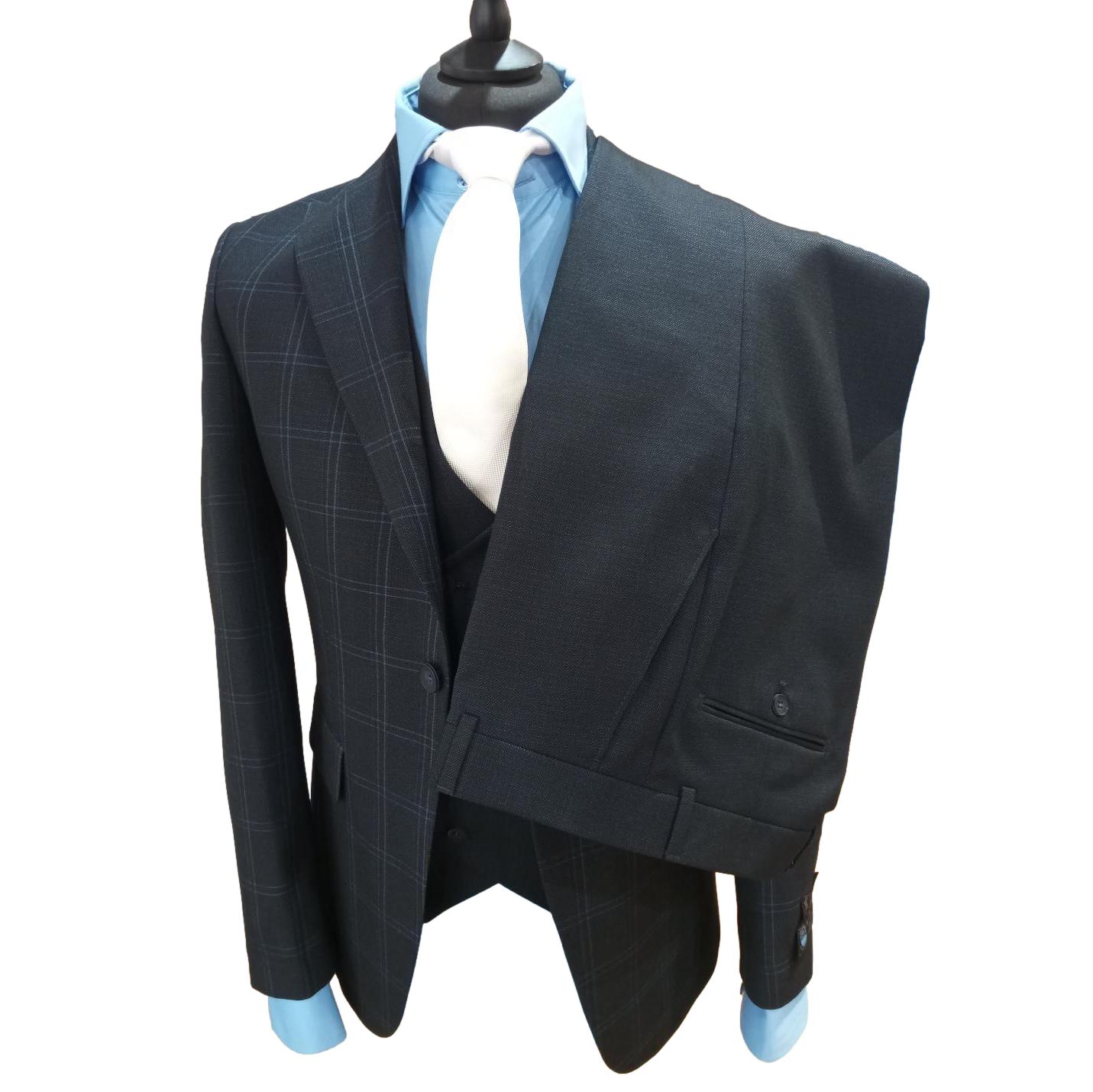 Costume homme à carreaux bleu de nuit - Salvatore