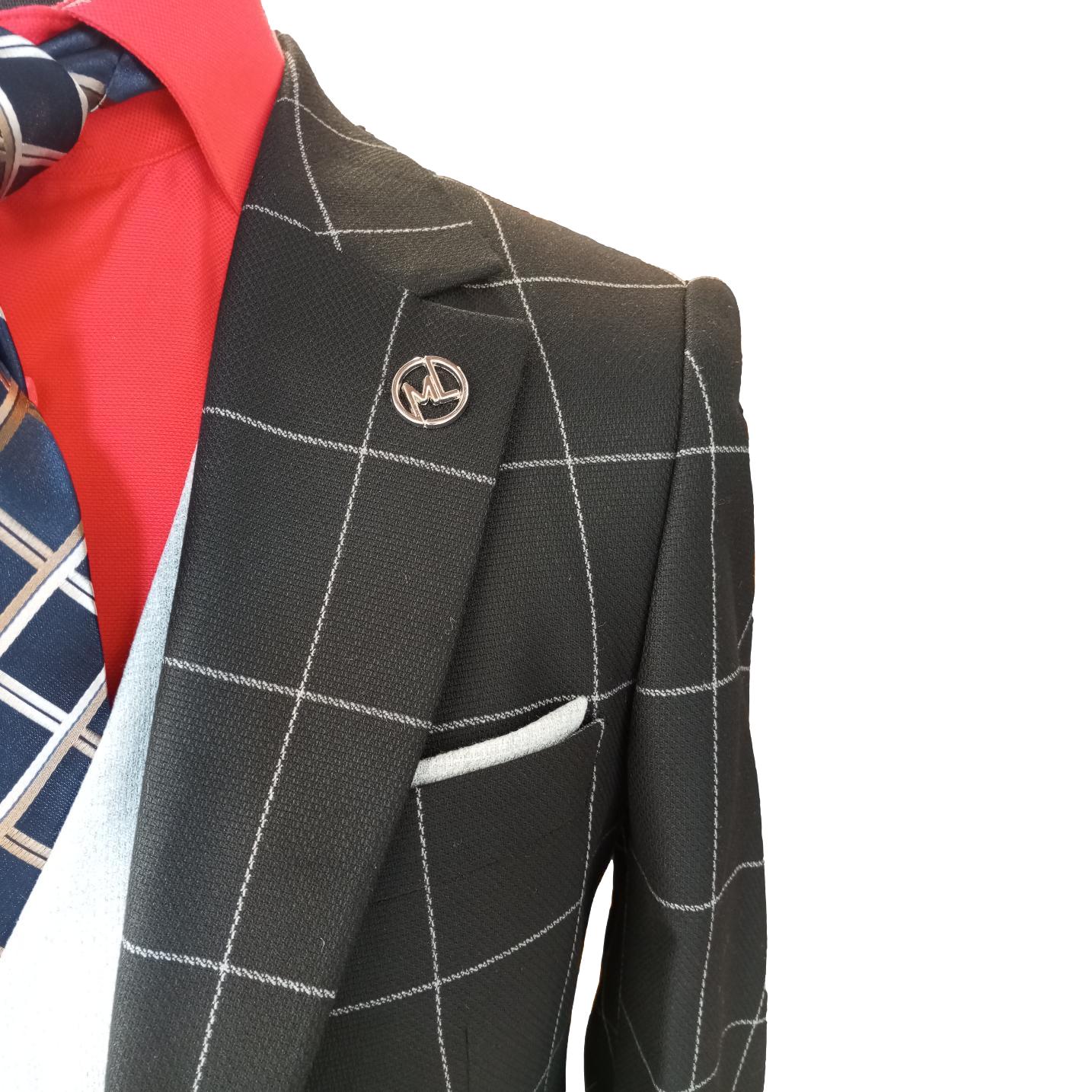 Costume homme à carreaux noir et gris - Milano