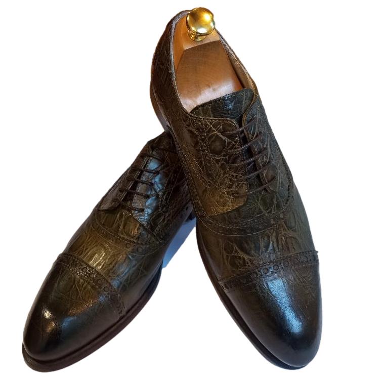 Chaussure richelieu cuir vert : Owen