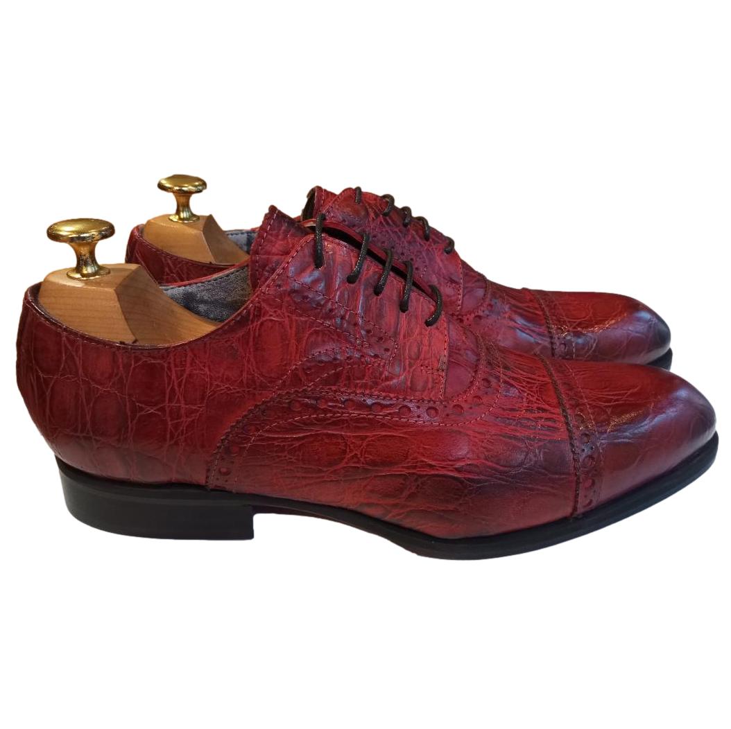 Chaussure richelieu cuir rouge : Owen