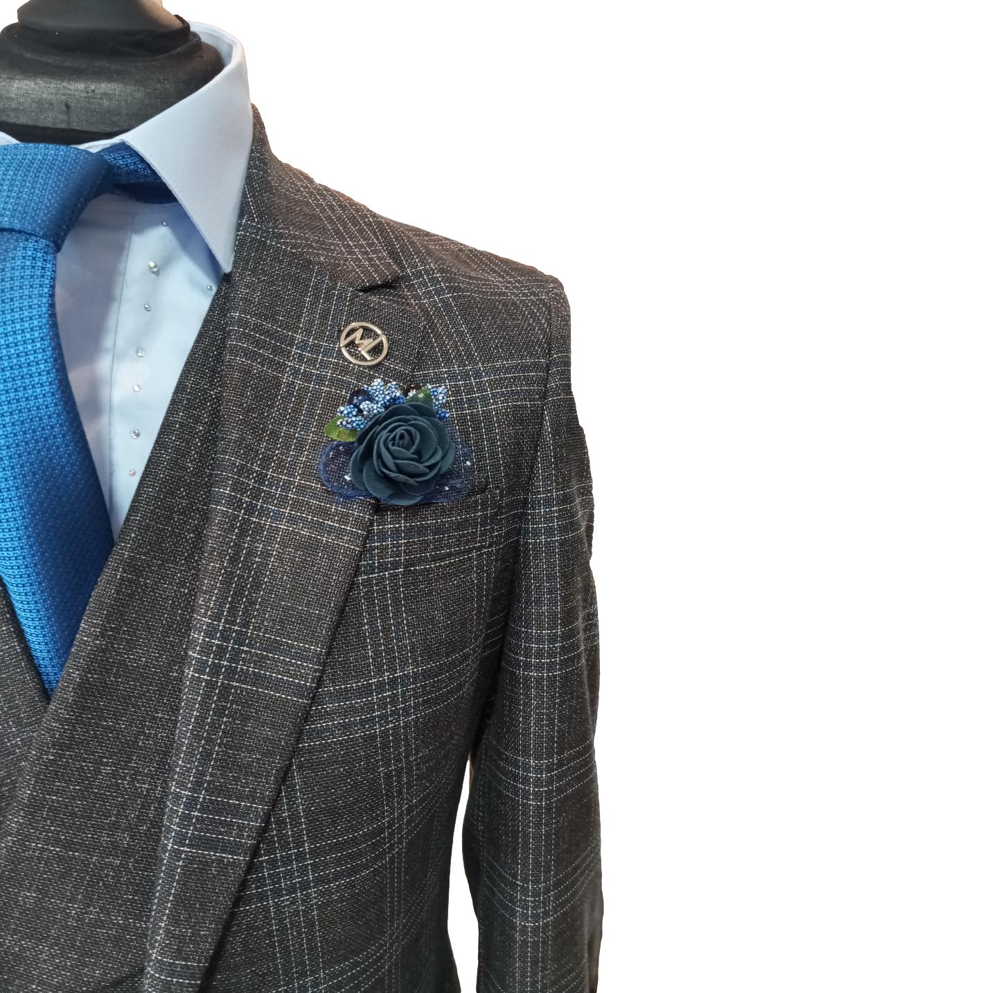 Costume homme à carreaux gris - Denver