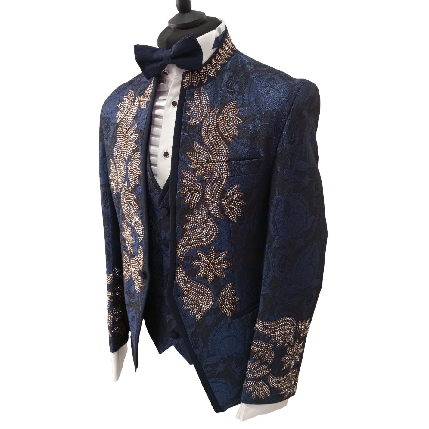 Costume de cérémonie homme 3 pièces bleu de nuit et or - Firenze