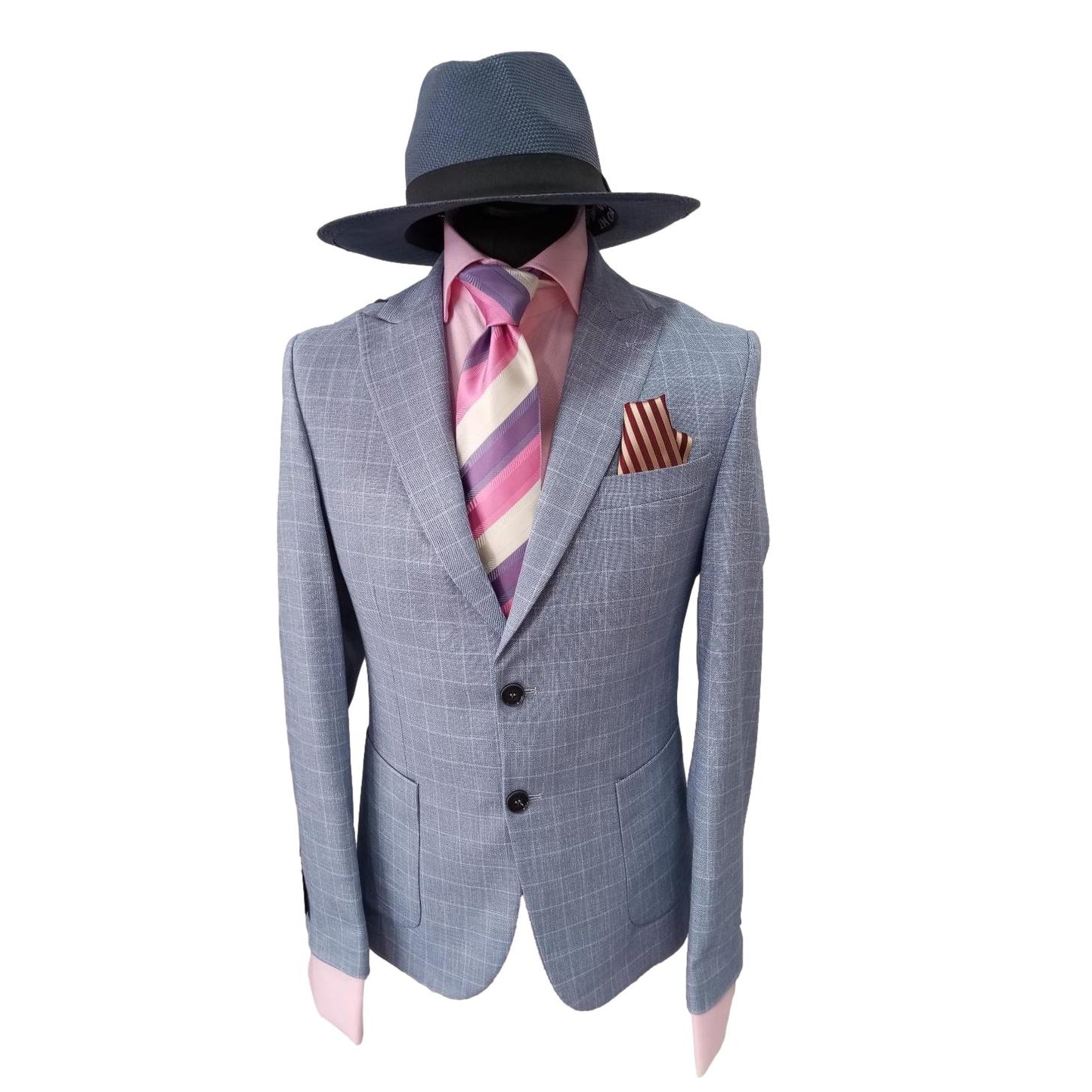 Costume homme à carreaux bleu clair - Pietro