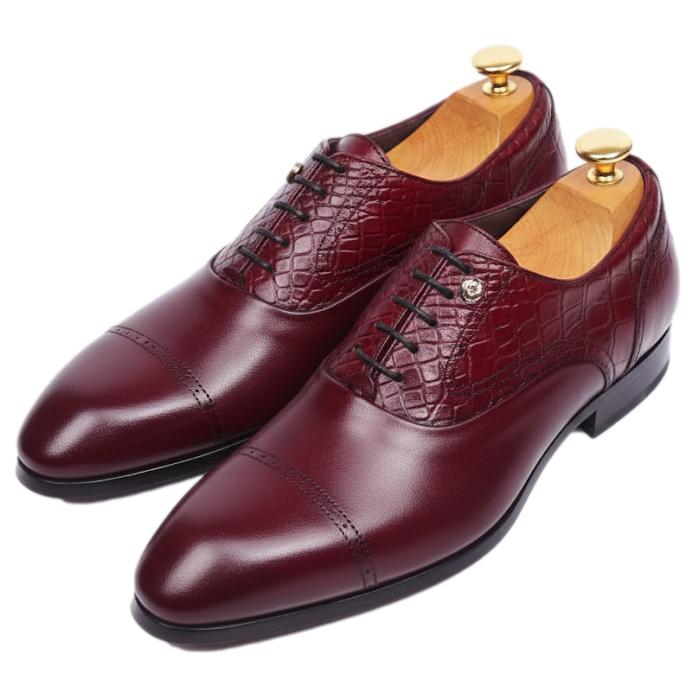 Chaussure richelieu bi-matière bordeaux : Houston