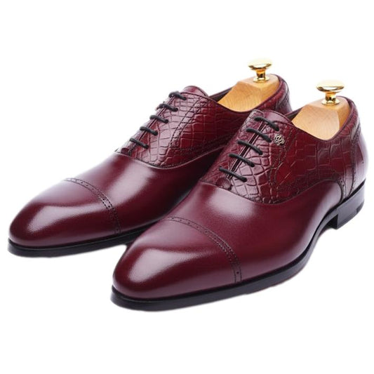 Chaussure richelieu bi-matière bordeaux : Houston