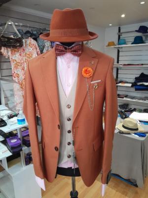 Costume homme 3 pièces marron et beige : Marco