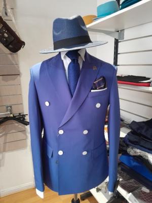 Costume blazer croisé bleu et blanc : Malta