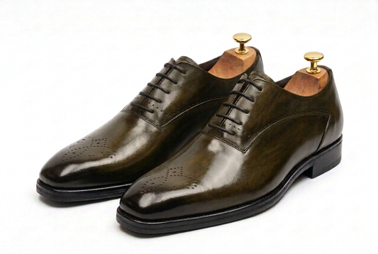 Richelieu homme vert olive cuir pleine fleur Arezzo | MIMAMOD'