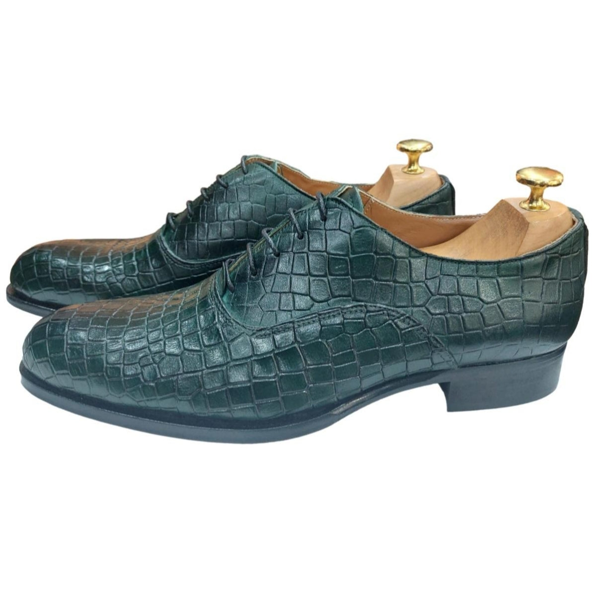 Chaussure richelieu cuir vert : Orlando