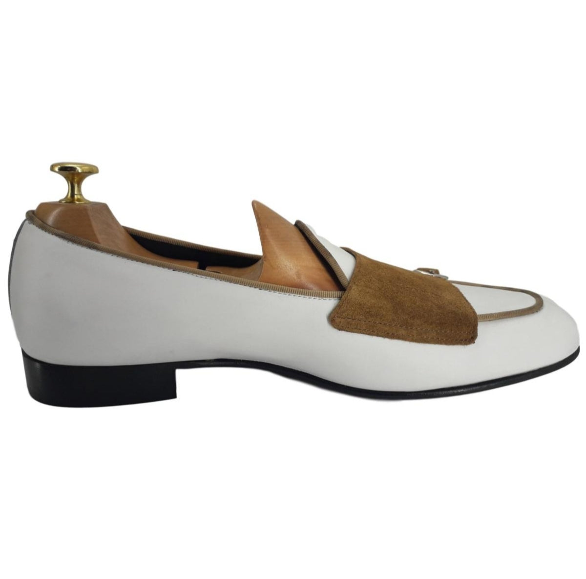 Mocassin à double boucle blanc et marron - Bury