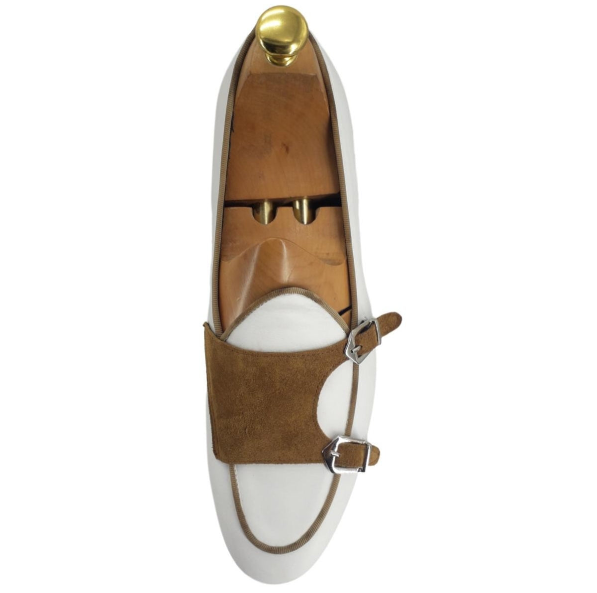 Mocassin à double boucle blanc et marron - Bury