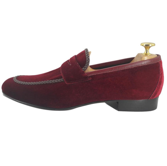 Mocassin en velours bordeaux : Juliano