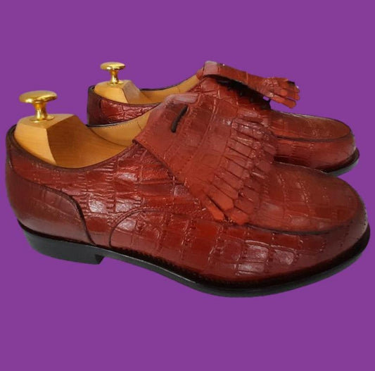 Chaussure derby golf cuir rouge : Apache