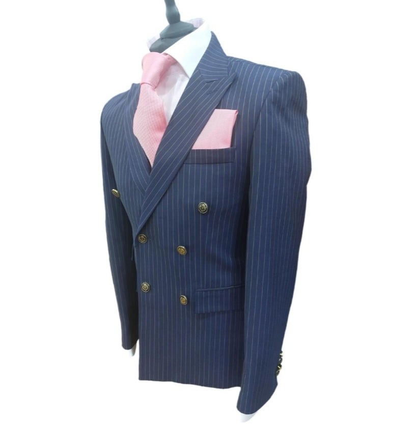 Costume blazer croisé à rayures bleu : Blaise