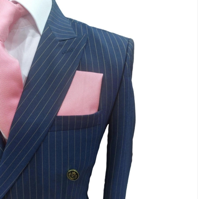 Costume blazer croisé à rayures bleu : Blaise