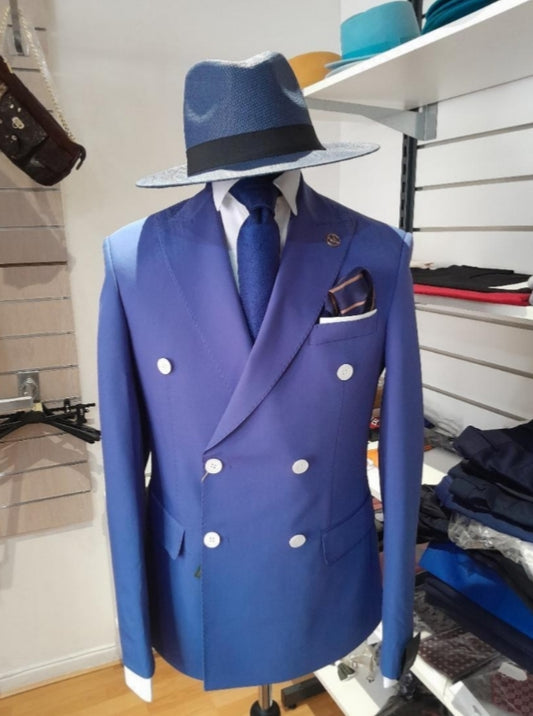 Costume blazer croisé bleu et blanc : Malta