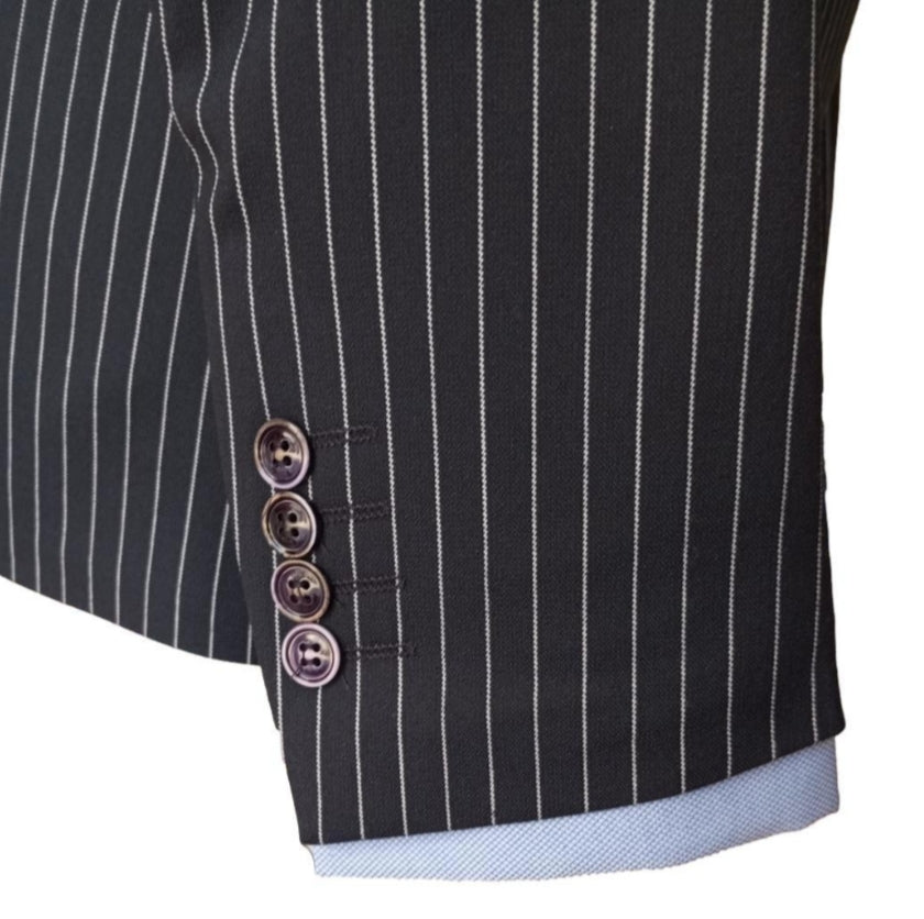 Costume croisé à rayures bleu de nuit : Borsalino