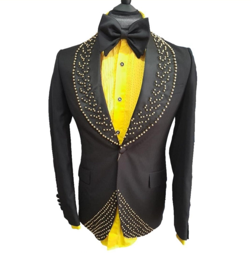 Costume de cérémonie homme 2 pièces noir et or - Prince