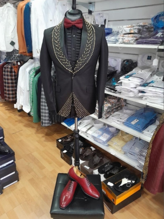 Costume de cérémonie homme 2 pièces noir et or - Prince