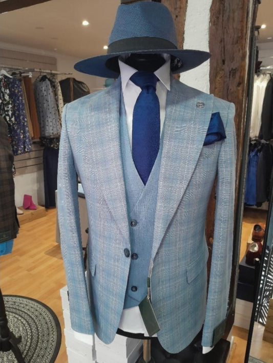 Costume homme à carreaux bleu - Salvatore