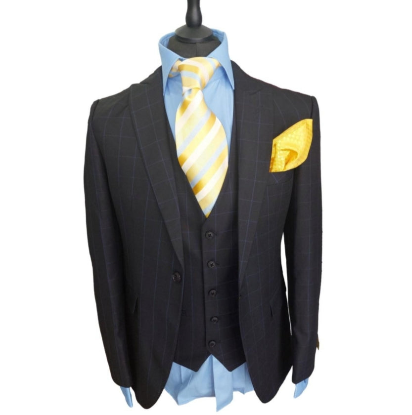 Costume homme à carreaux bleu : Herman