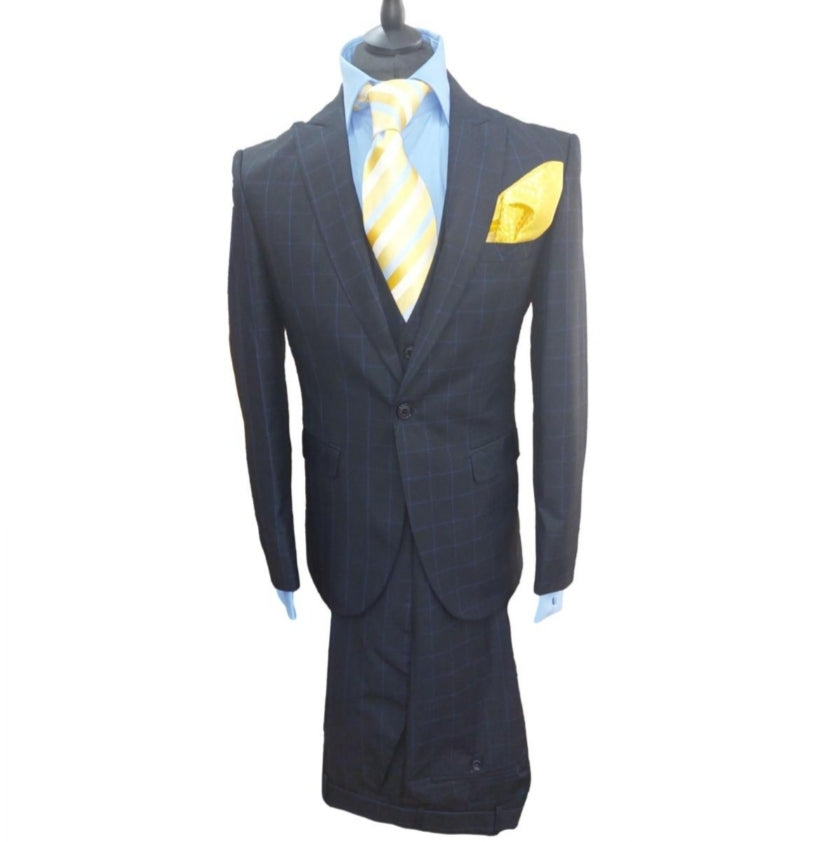 Costume homme à carreaux bleu : Herman
