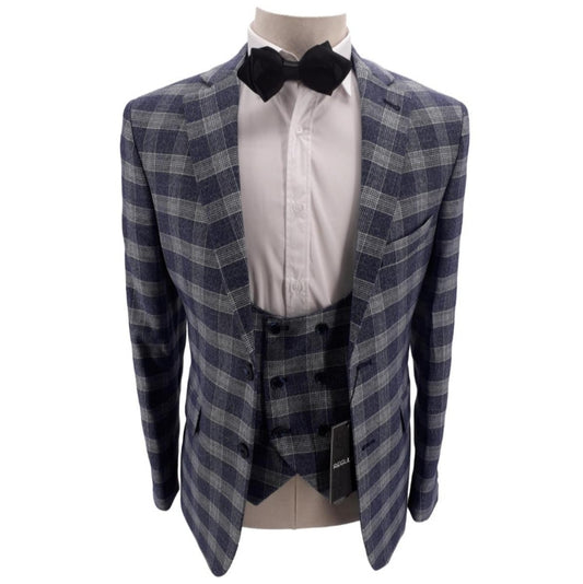 Costume homme à carreaux bleu : Luciano