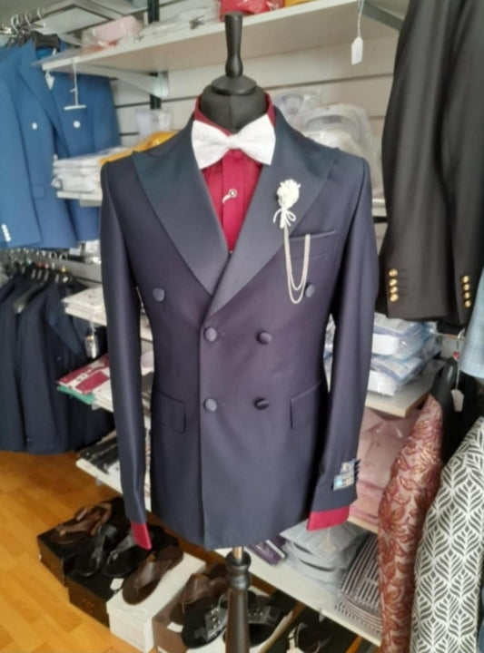 Costume de cérémonie croisé bleu de nuit : Armando