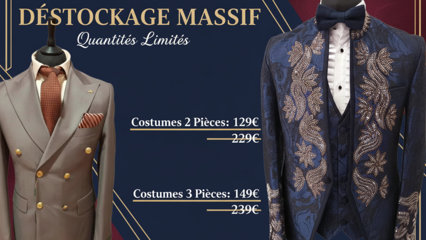 Bannière Déstockage Costumes Premium - Corrigée
