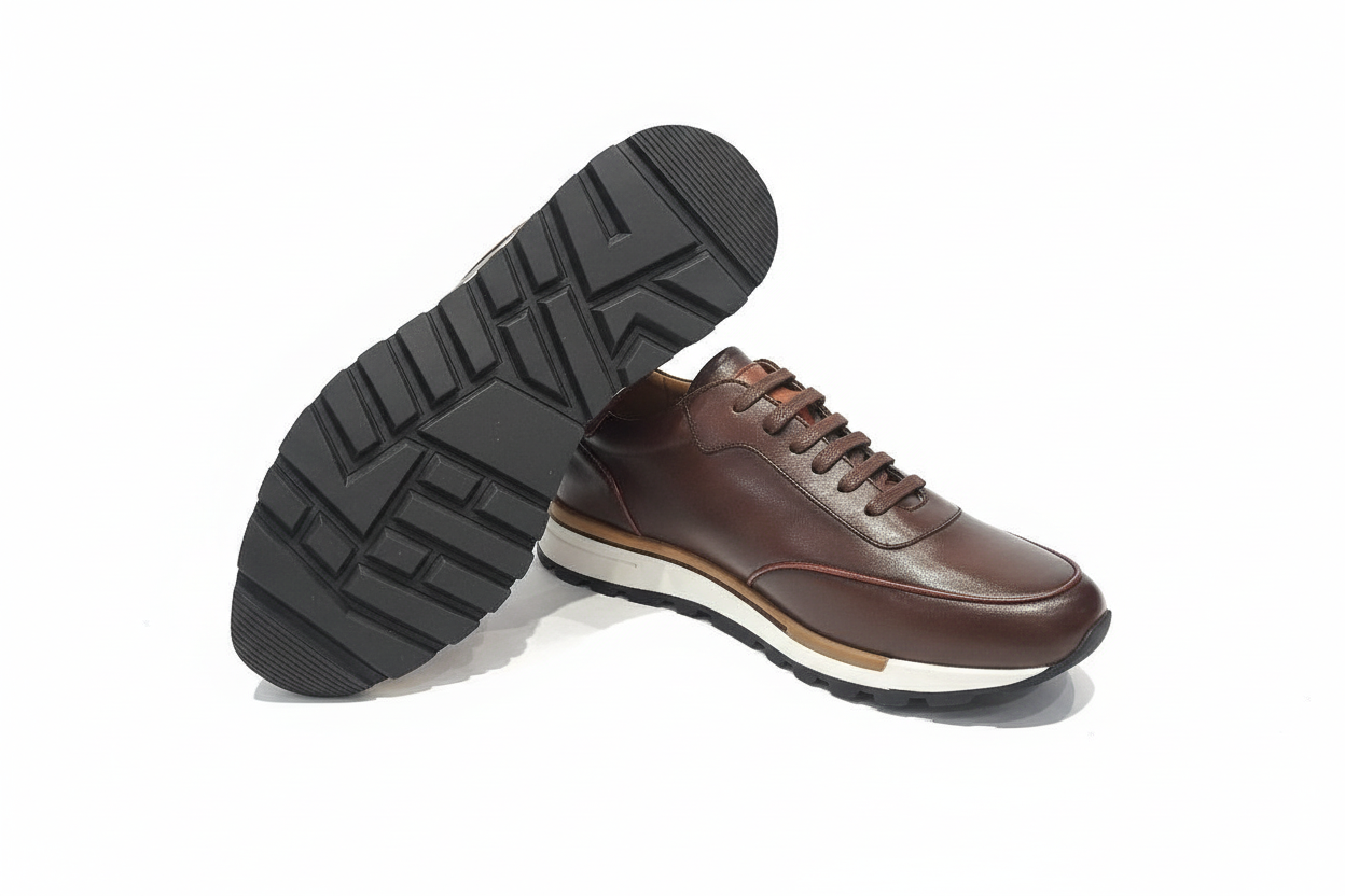 Baskets cuir marron - détail semelle