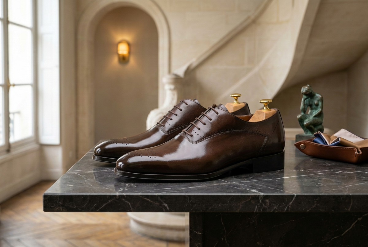 Chaussures au verni renforcé dans un cadre luxueux