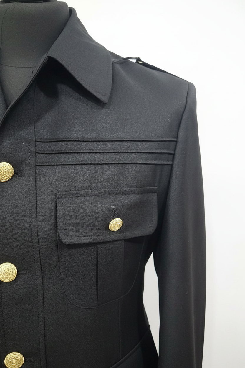 Détail veste militaire noire