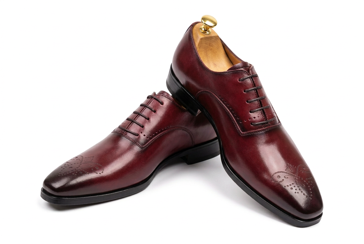 Richelieu homme bordeaux AREZZO en cuir de veau pleine fleur