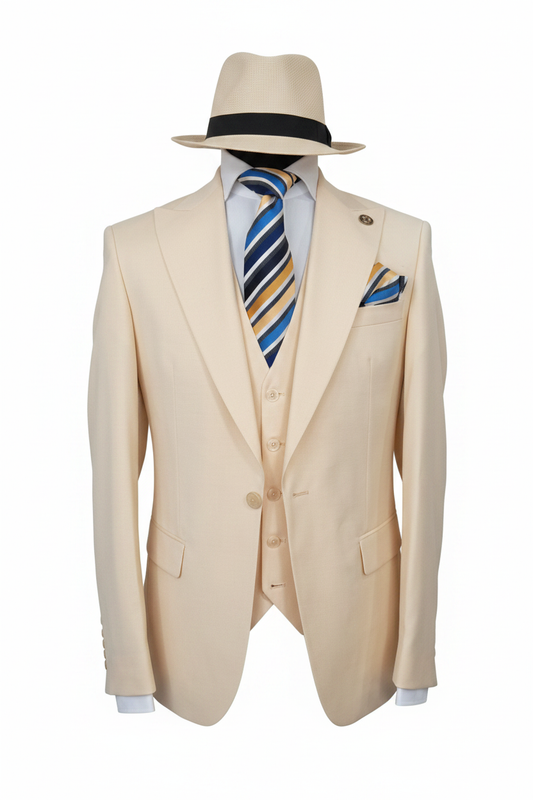 Costume homme 3 pièces beige clair : Charly