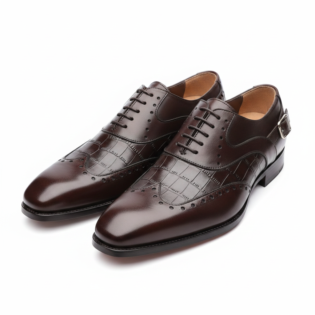 Chaussure richelieu marron foncé bi-matière : Maldive
