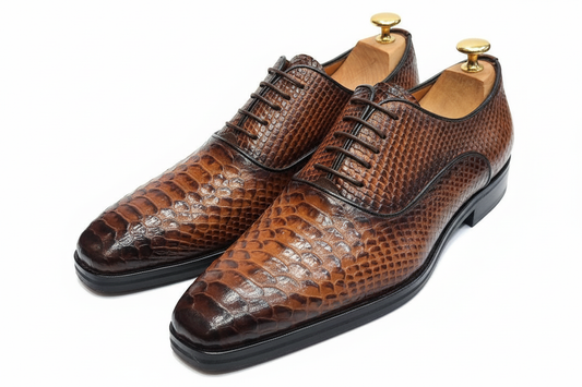 Richelieu cuir façon croco marron clair : Rolling