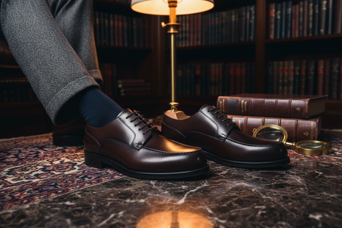 Chaussure derby homme cuir golf marron foncé élégante - Garry