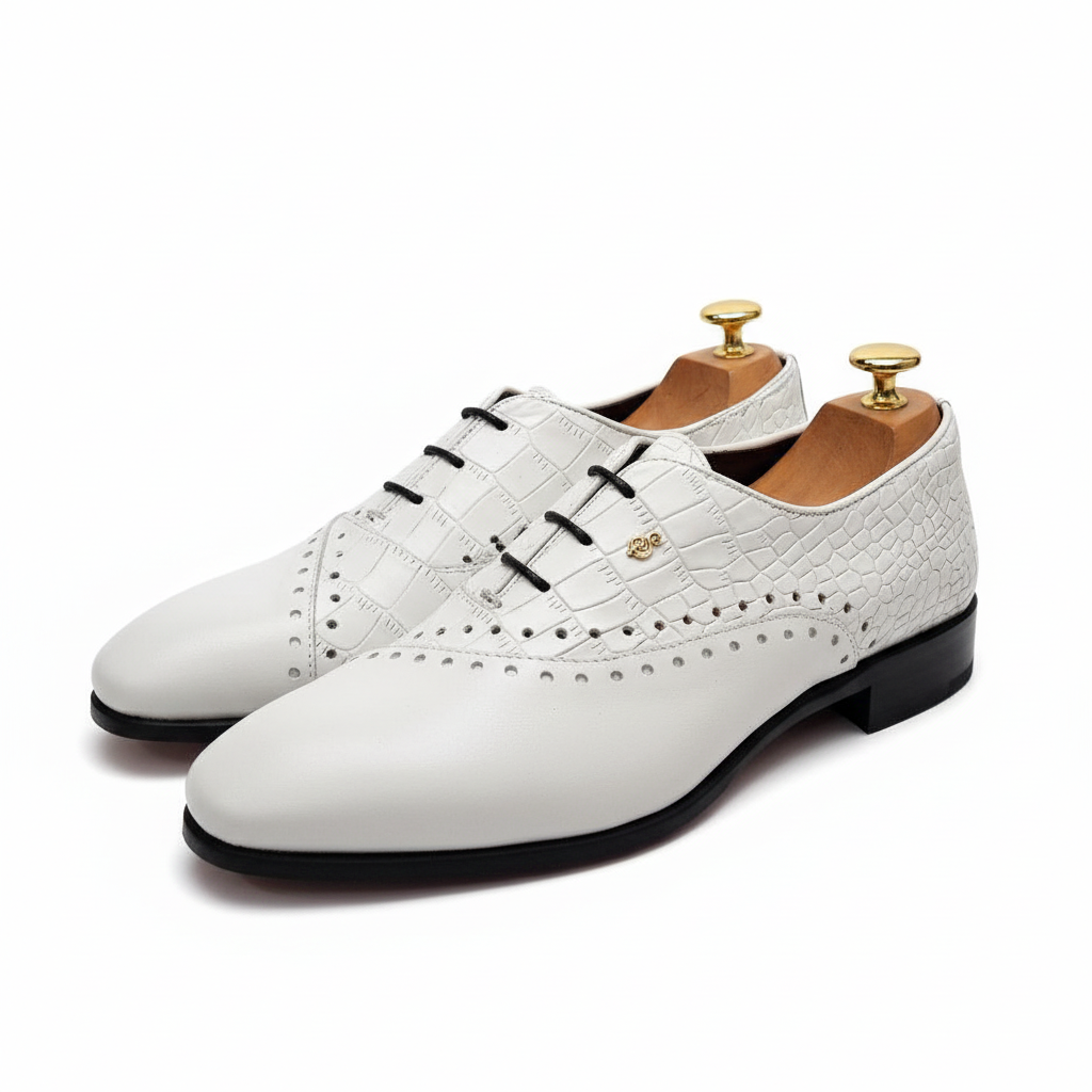 Chaussure richelieu bi-matière blanc : Algor